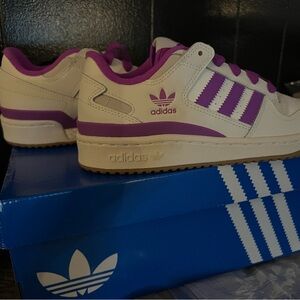adidas Forum Low CL W Shoes in White & Purple